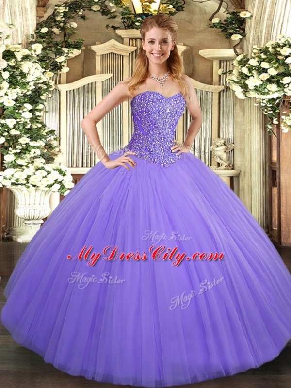 Sleeveless Lace Up Floor Length Beading Quinceanera Dress