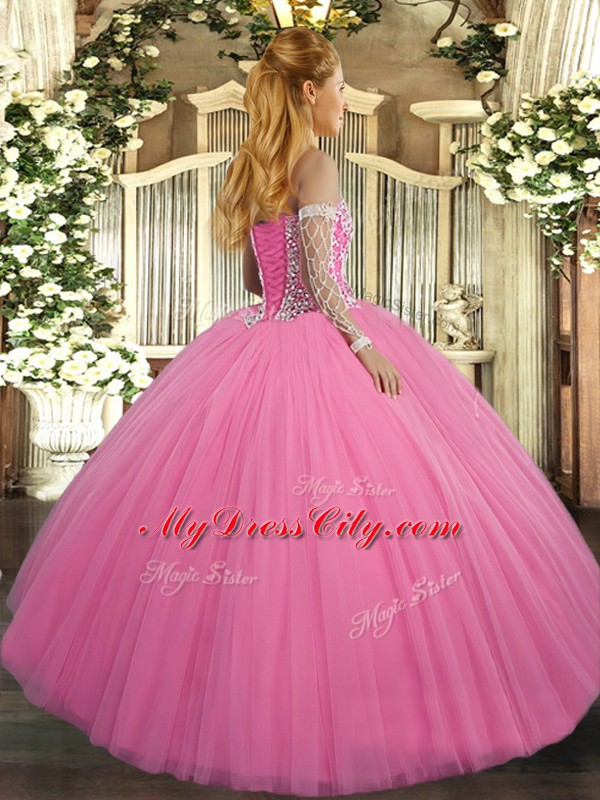 Sleeveless Lace Up Floor Length Beading Quinceanera Dress