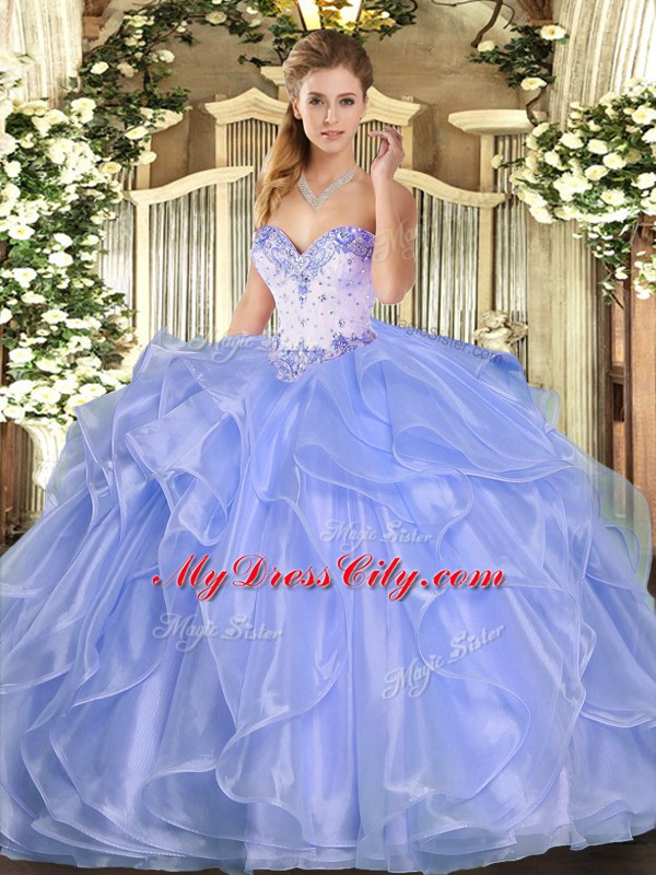 Sleeveless Beading and Ruffles Lace Up Quinceanera Gowns