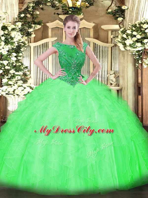 Beading and Ruffles Quinceanera Dresses Zipper Sleeveless Floor Length