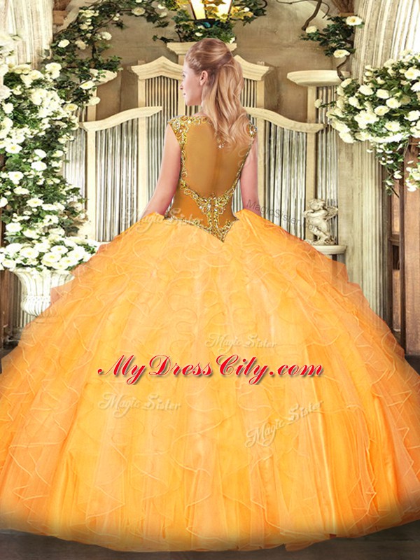 Beading and Ruffles Quinceanera Dresses Zipper Sleeveless Floor Length