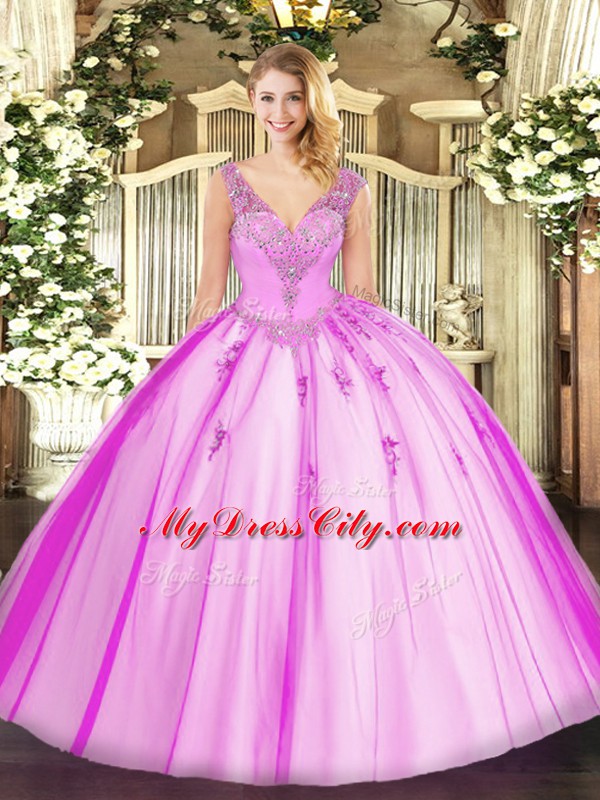 Sleeveless Beading Lace Up 15 Quinceanera Dress