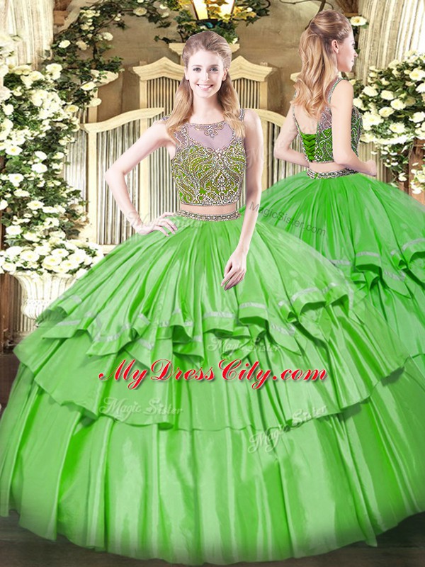 Sleeveless Beading and Ruffled Layers Floor Length 15 Quinceanera Dress