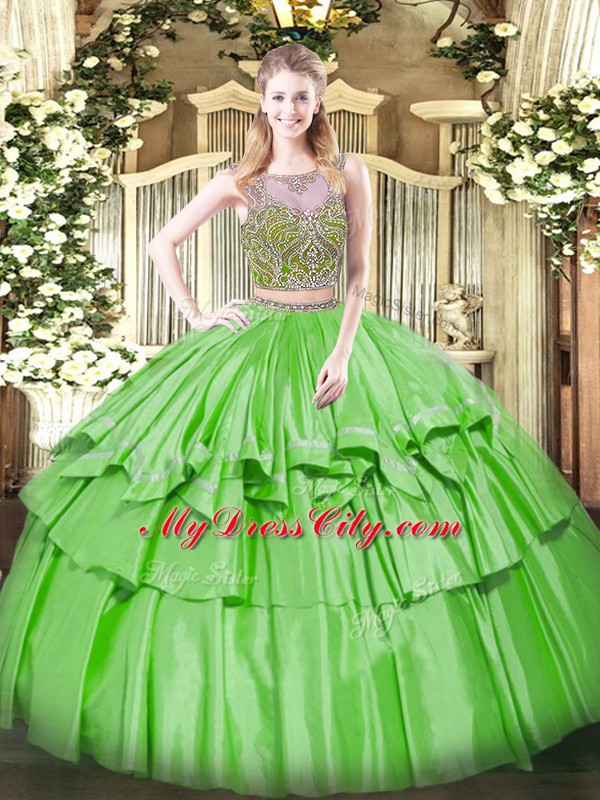 Sleeveless Beading and Ruffled Layers Floor Length 15 Quinceanera Dress