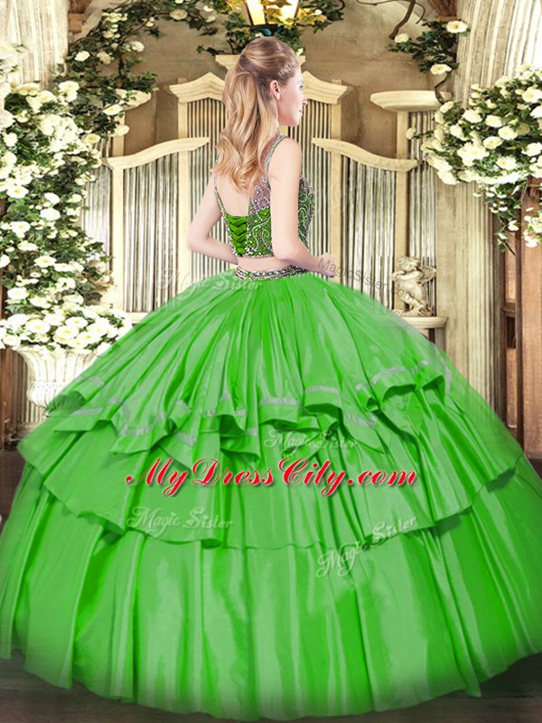 Sleeveless Beading and Ruffled Layers Floor Length 15 Quinceanera Dress