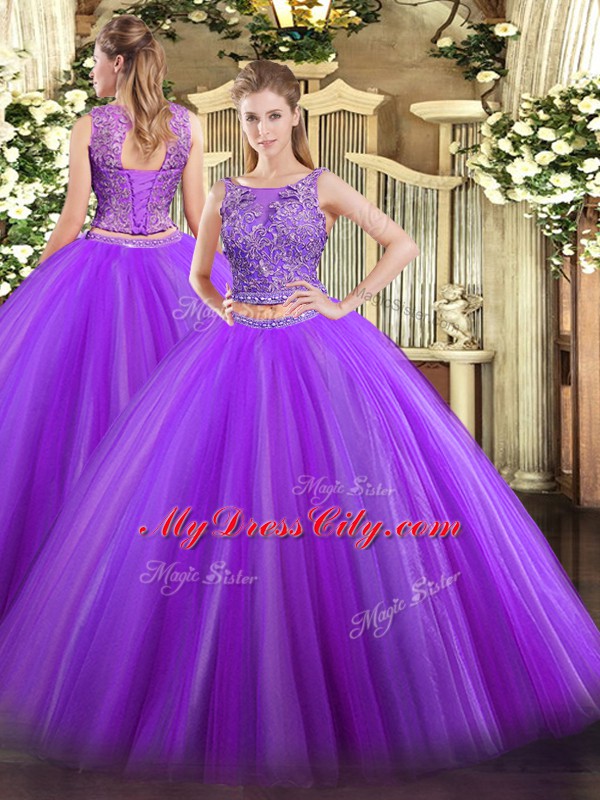 Edgy Sleeveless Beading Lace Up 15 Quinceanera Dress