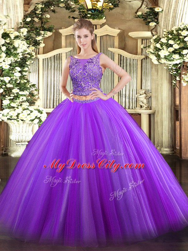 Edgy Sleeveless Beading Lace Up 15 Quinceanera Dress