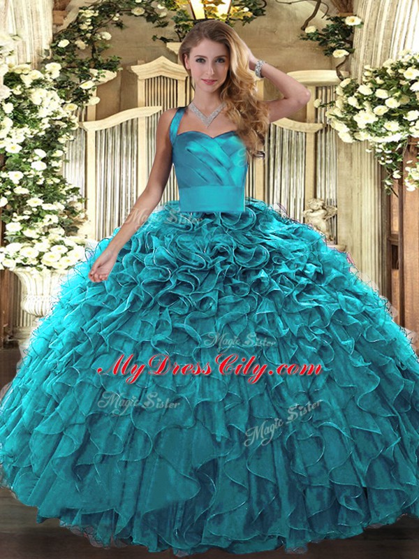 Sleeveless Ruffles Lace Up Quinceanera Gown