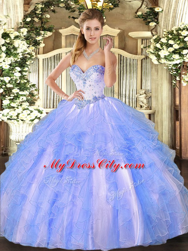 Smart Tulle Sleeveless Floor Length Sweet 16 Dresses and Beading and Ruffles