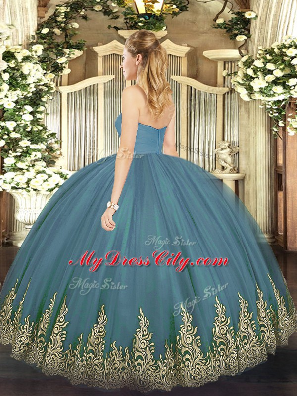 Attractive Tulle Sleeveless Floor Length Quinceanera Gowns and Appliques