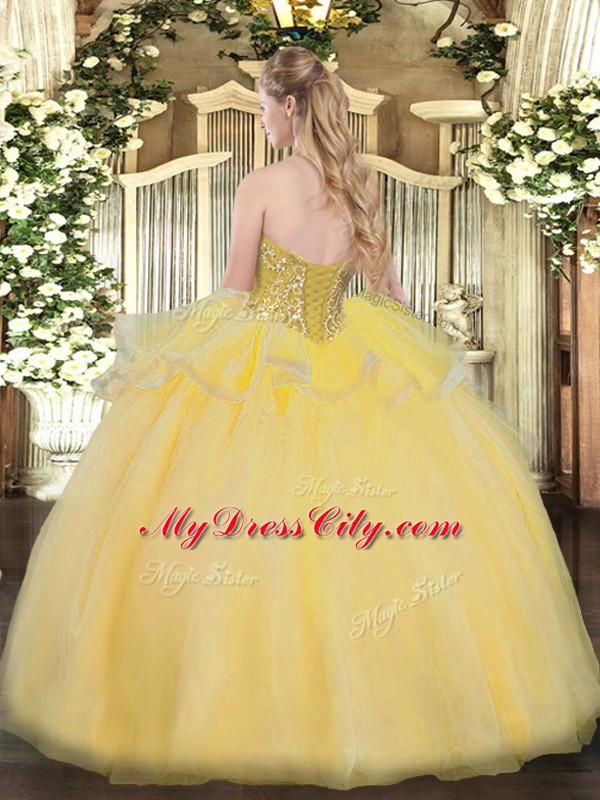 Luxury Sleeveless Lace Up Floor Length Beading Ball Gown Prom Dress