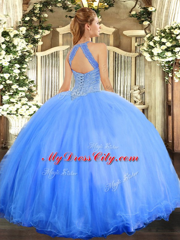 Hot Selling Floor Length Lavender Vestidos de Quinceanera Tulle Sleeveless Beading