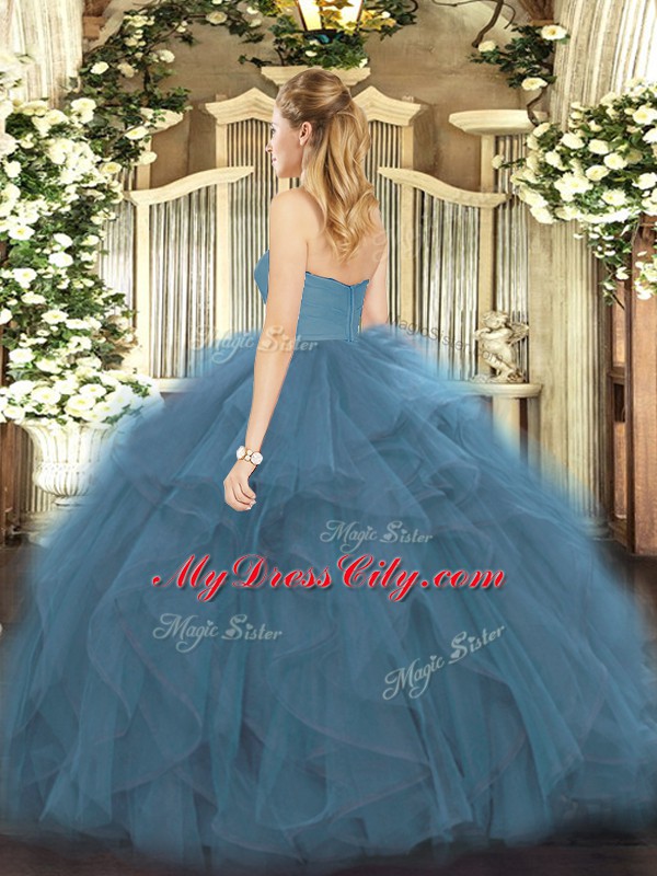 Sweetheart Sleeveless Quinceanera Gowns Floor Length Ruffles Wine Red Tulle