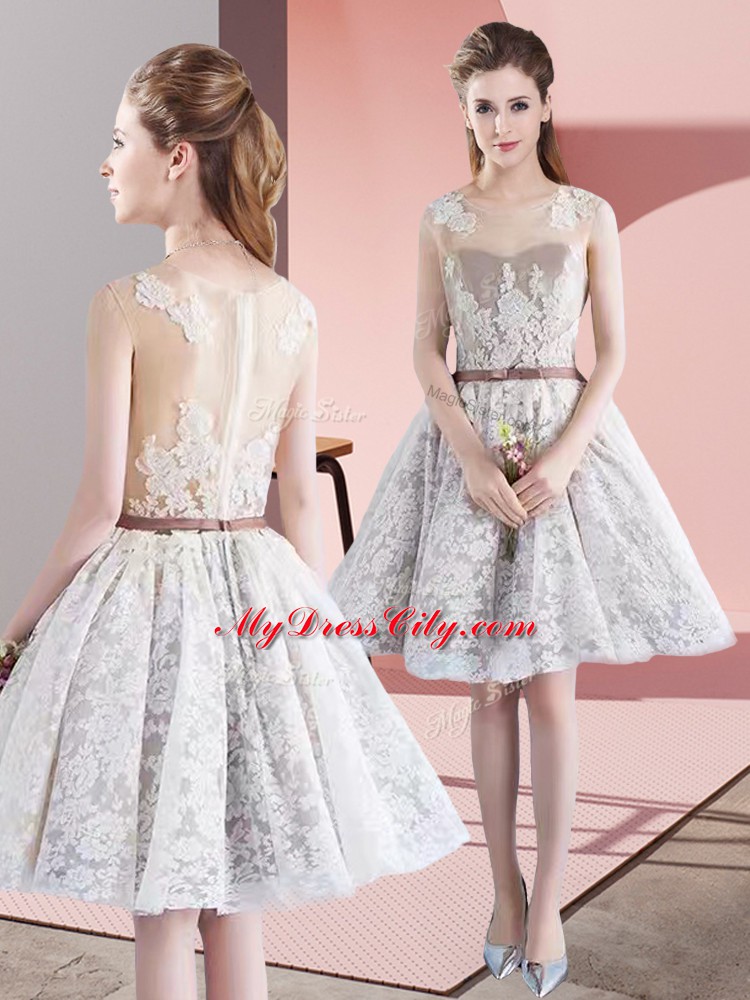 Enchanting A-line Prom Evening Gown White Scoop Taffeta and Tulle Sleeveless Mini Length Zipper