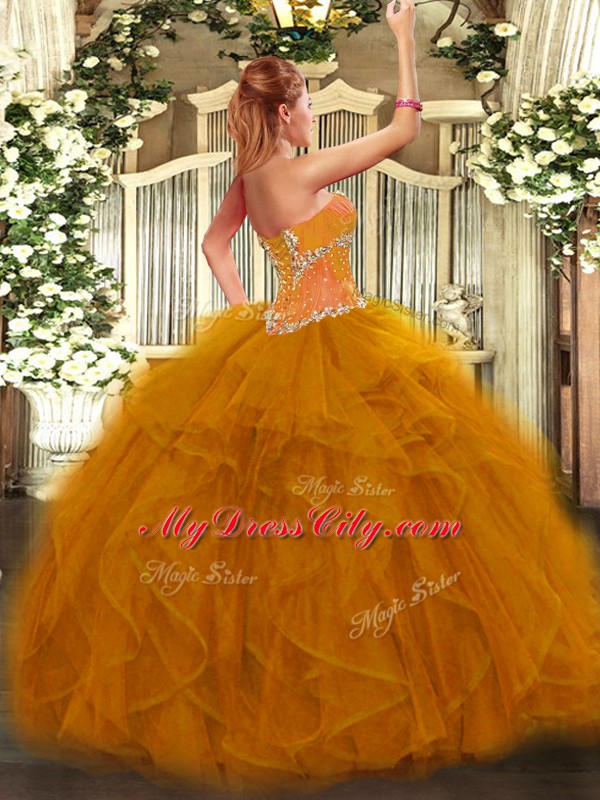 Custom Fit Organza Sleeveless Floor Length 15 Quinceanera Dress and Beading and Ruffles