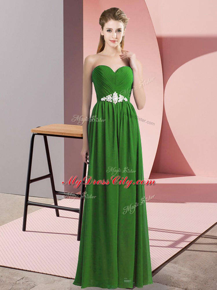 Vintage Chiffon Sleeveless Floor Length Dress for Prom and Beading