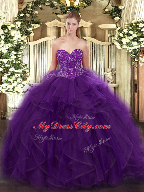 Dynamic Organza Sleeveless Floor Length Quinceanera Dresses and Ruffles