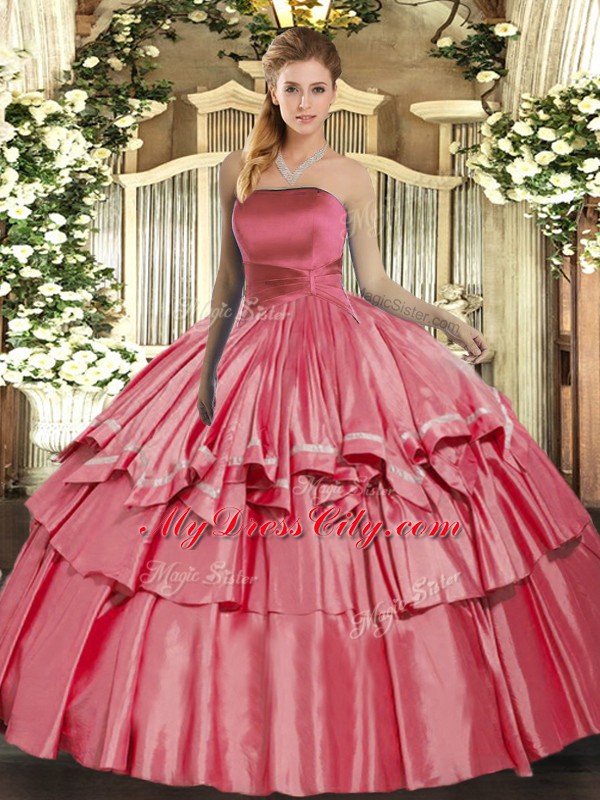 Delicate Organza Sleeveless Floor Length 15th Birthday Dress and Ruffled Layers