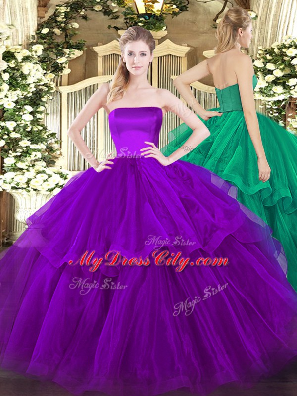 Sleeveless Brush Train Zipper Ruffled Layers Sweet 16 Dresses