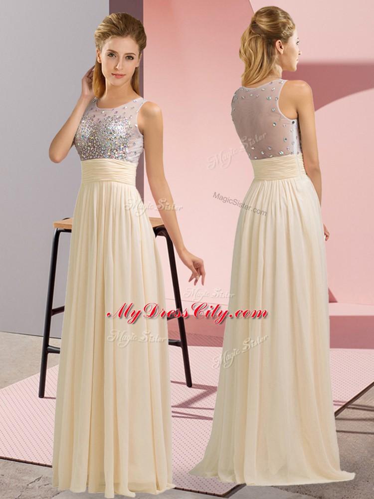 Romantic Champagne Sleeveless Chiffon Side Zipper Dress for Prom for Prom and Party