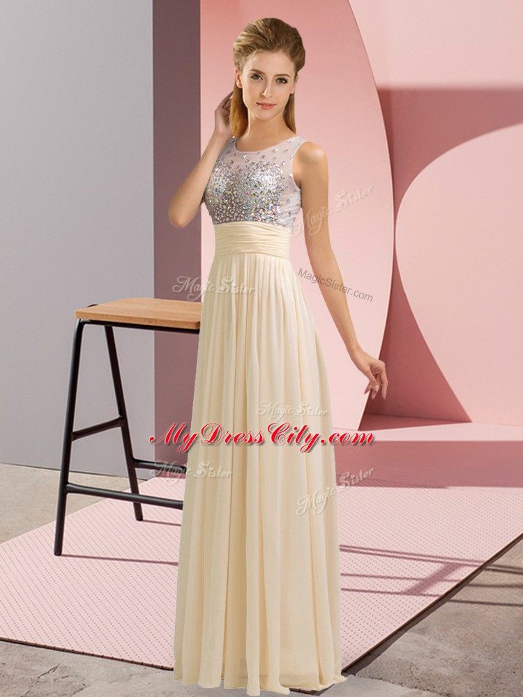 Romantic Champagne Sleeveless Chiffon Side Zipper Dress for Prom for Prom and Party