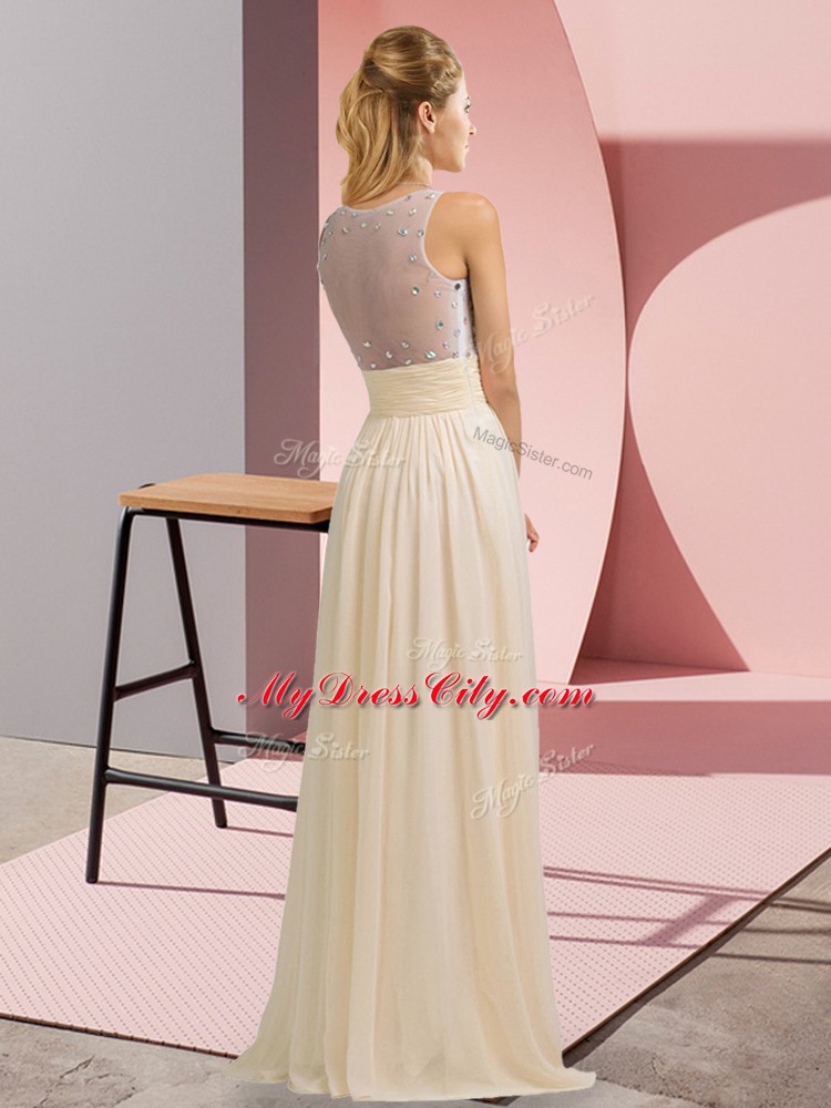 Romantic Champagne Sleeveless Chiffon Side Zipper Dress for Prom for Prom and Party