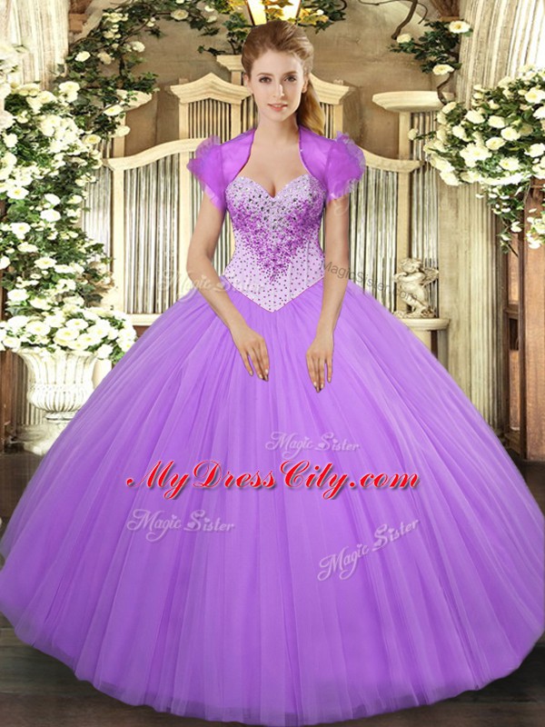 Delicate Sleeveless Beading Lace Up 15 Quinceanera Dress