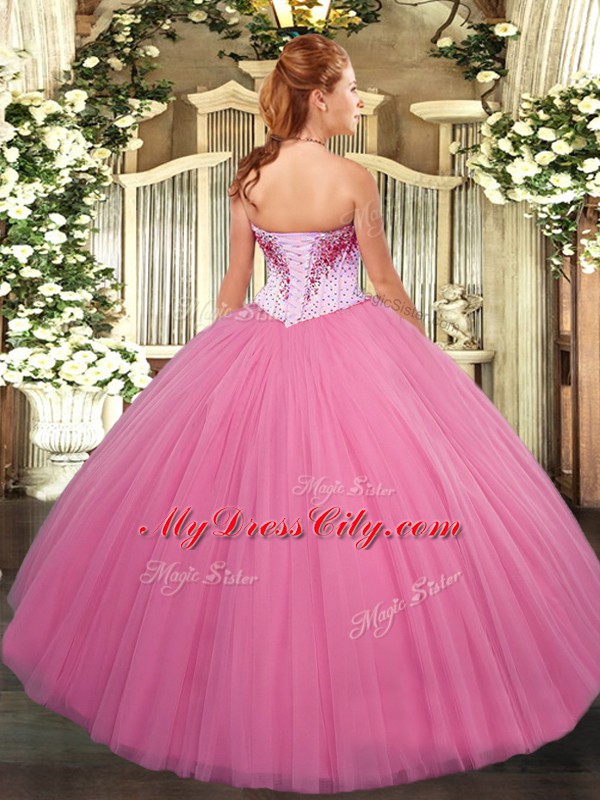 Delicate Sleeveless Beading Lace Up 15 Quinceanera Dress