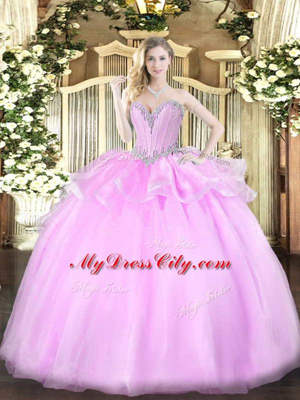 Organza Sleeveless Floor Length Quinceanera Gowns and Beading