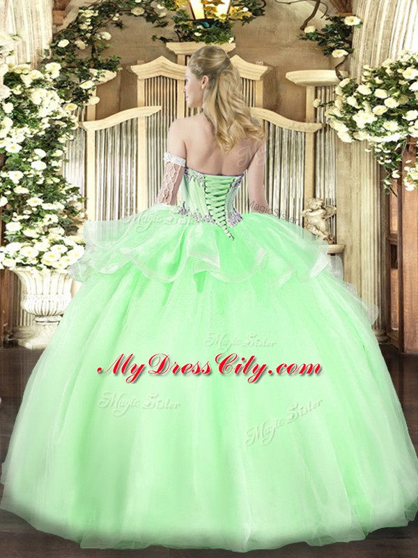 Organza Sleeveless Floor Length Quinceanera Gowns and Beading