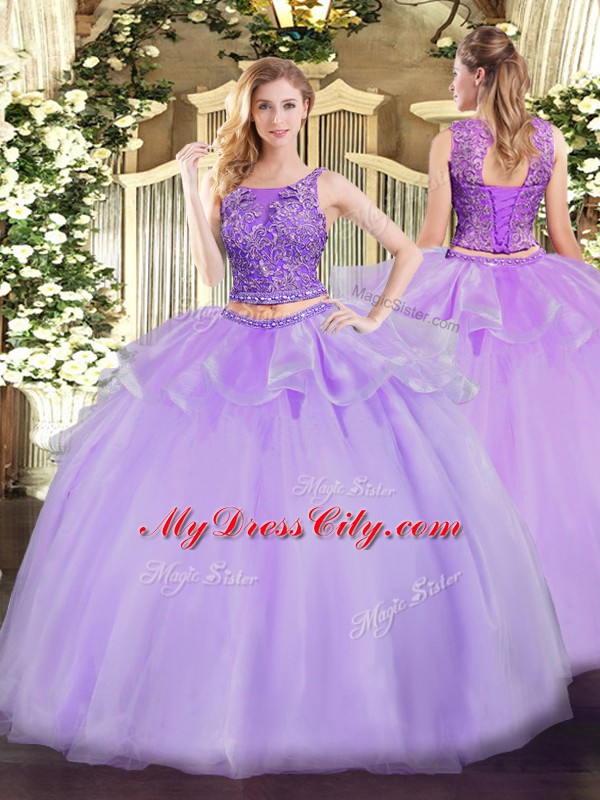 Organza Sleeveless Floor Length Quinceanera Dresses and Beading