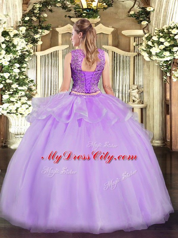 Organza Sleeveless Floor Length Quinceanera Dresses and Beading