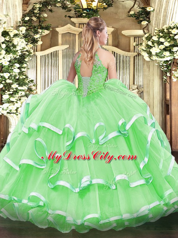 Floor Length Ball Gowns Sleeveless Yellow Sweet 16 Quinceanera Dress Lace Up