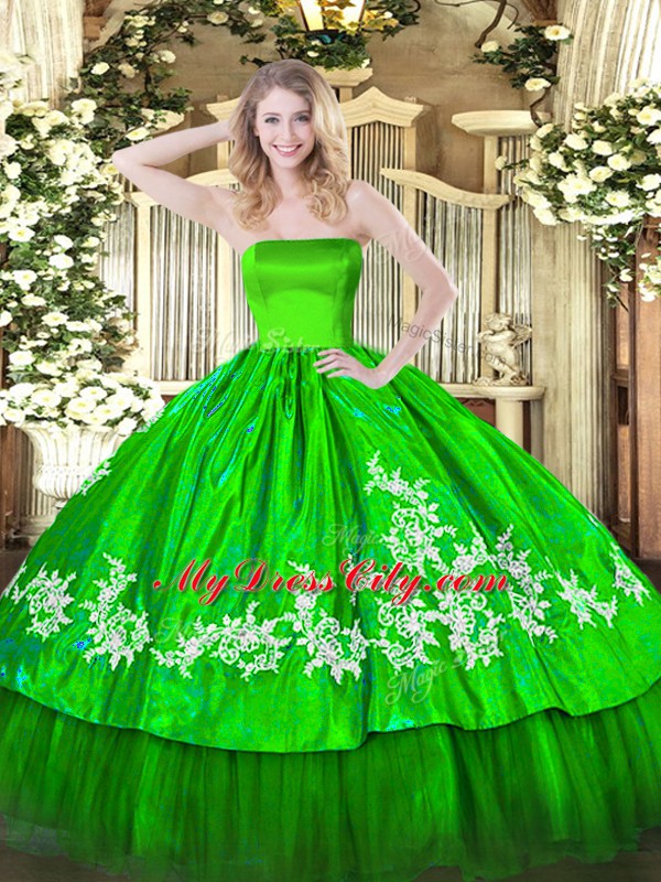 High Class Sleeveless Zipper Floor Length Embroidery Sweet 16 Dresses