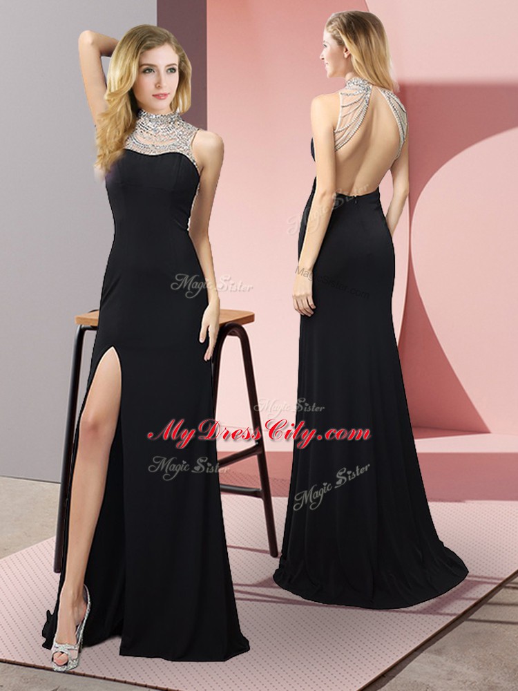 Sumptuous Sleeveless Backless Floor Length Beading Homecoming Dress