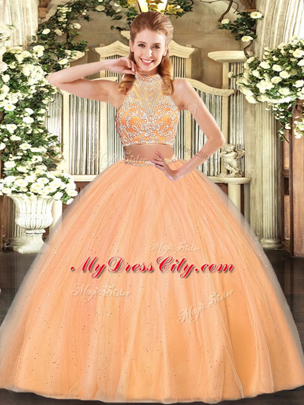 High Quality Sleeveless Beading Criss Cross Quinceanera Gowns