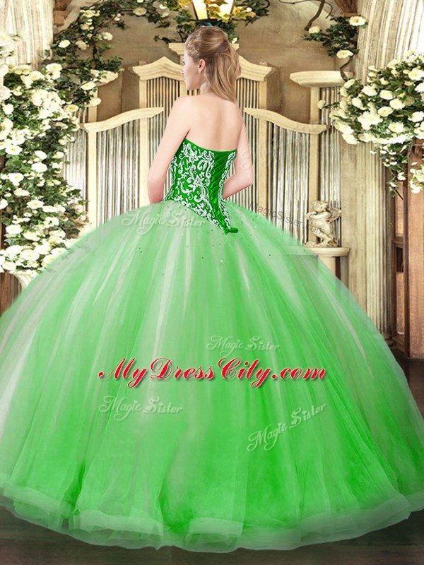 Latest Tulle Sleeveless Floor Length Vestidos de Quinceanera and Beading and Ruffles