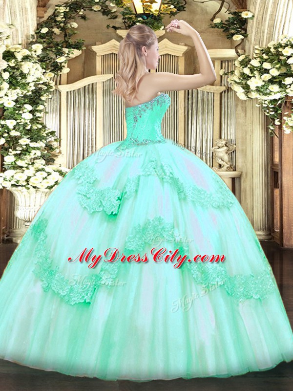 Cute Yellow Green Lace Up Sweetheart Beading Quinceanera Dress Tulle Sleeveless