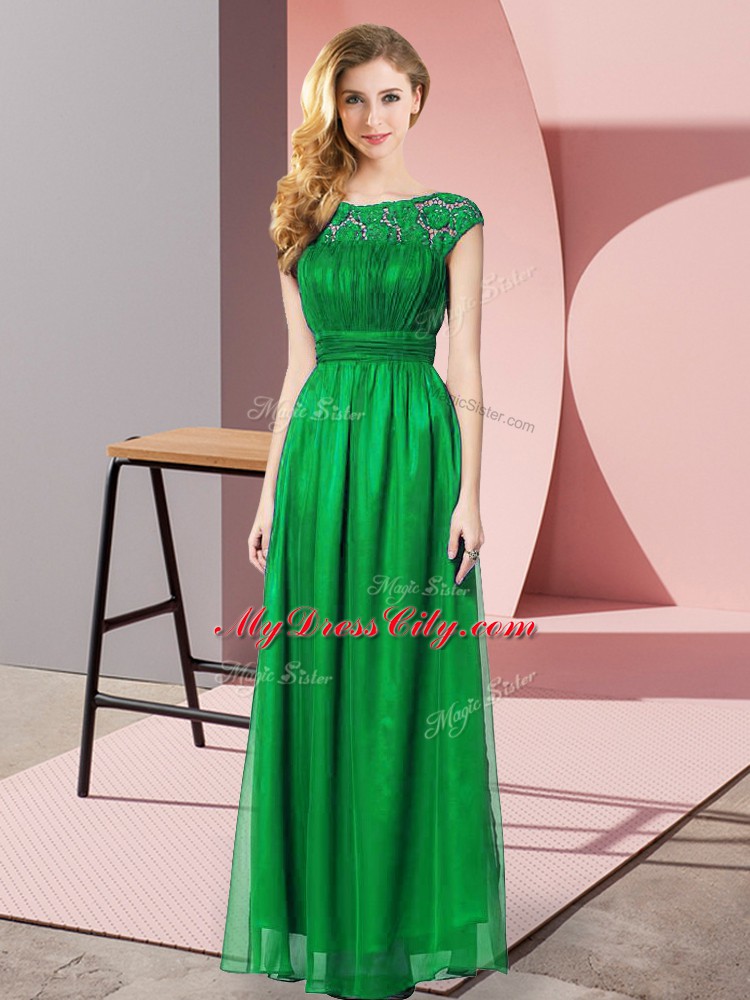 Dark Green Tulle Zipper Prom Party Dress Sleeveless Floor Length Lace