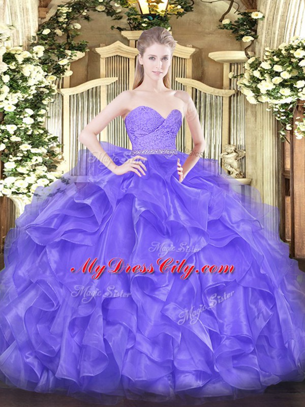 Floor Length Ball Gowns Sleeveless Lavender Sweet 16 Dress Zipper