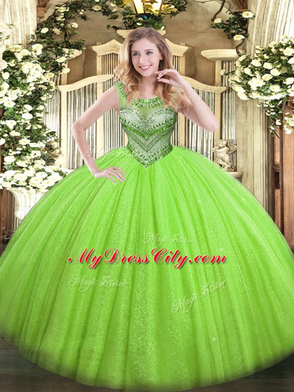 Sleeveless Beading Floor Length Quinceanera Gown