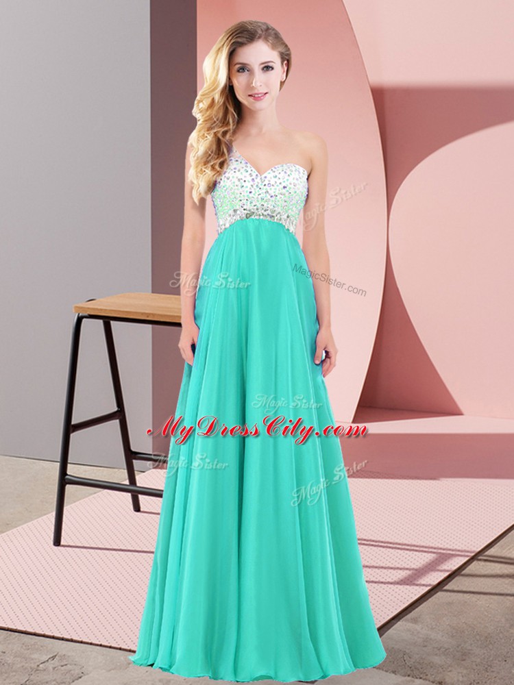 Lovely Sleeveless Criss Cross Floor Length Beading Prom Gown