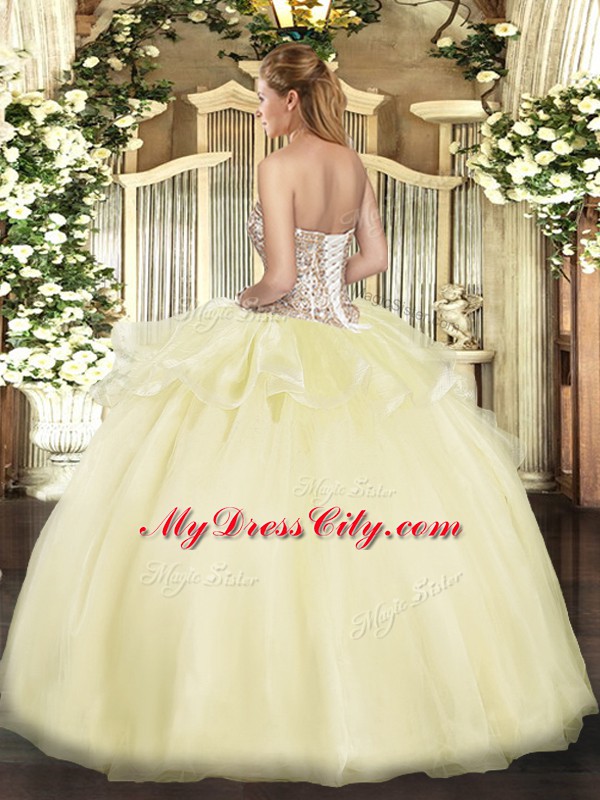 Cute Lavender Ball Gowns Beading and Ruffles Quinceanera Gowns Zipper Tulle Sleeveless Floor Length