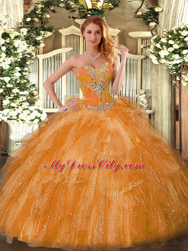 Deluxe Organza Sleeveless Sweet 16 Dresses and Beading and Ruffles