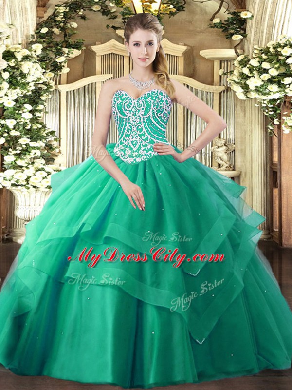 Charming Sleeveless Beading and Ruffled Layers Lace Up 15 Quinceanera Dress