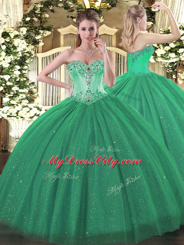 New Style Turquoise Sweetheart Neckline Beading 15 Quinceanera Dress Sleeveless Lace Up