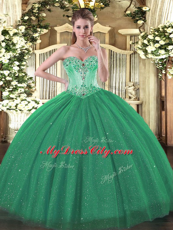 New Style Turquoise Sweetheart Neckline Beading 15 Quinceanera Dress Sleeveless Lace Up