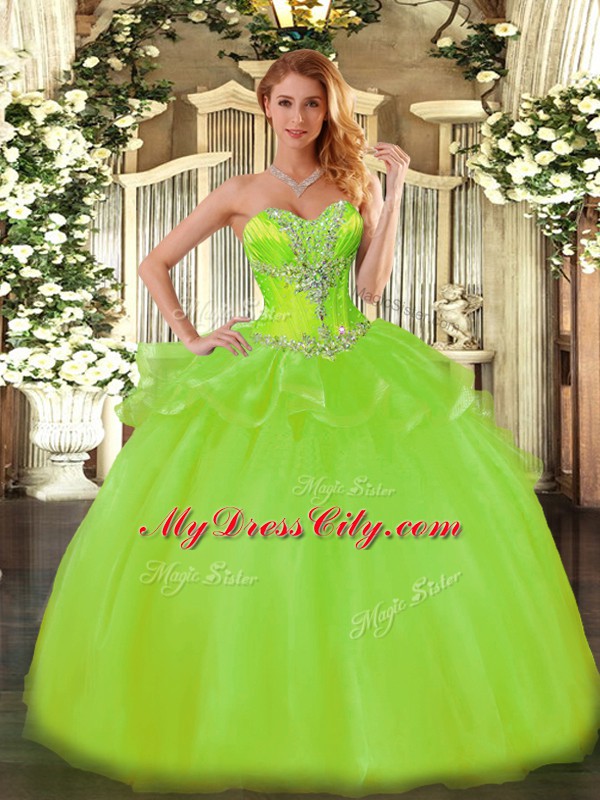 Sleeveless Beading Floor Length Ball Gown Prom Dress