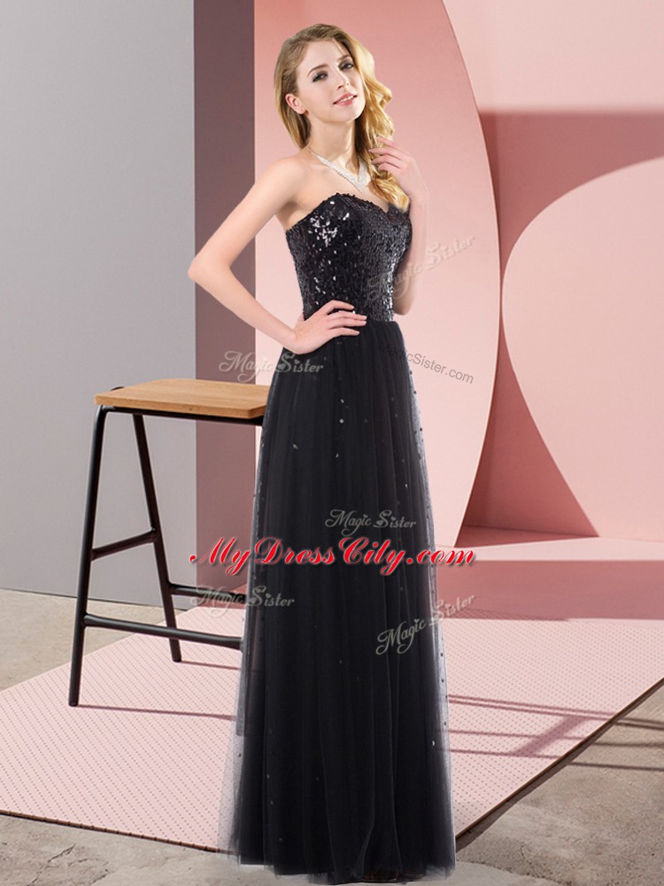 Sweet Empire Black Sweetheart Tulle Sleeveless Floor Length Lace Up