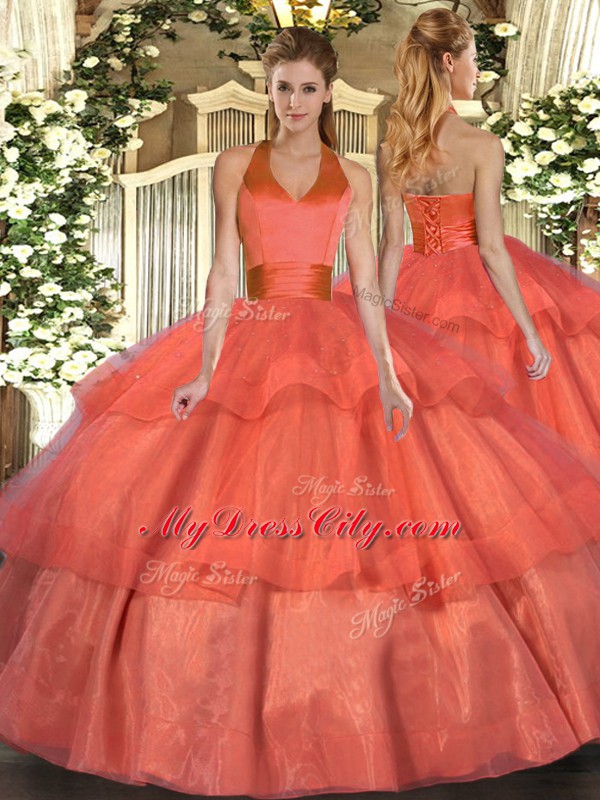 Top Selling Tulle Sleeveless Floor Length Vestidos de Quinceanera and Ruffled Layers